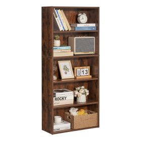5 Tiers Narrow Bookshelf, 53 in Wooden Open Bookcase with Height-Adjustable Shelf