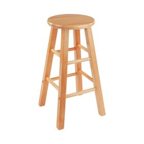 27.5'' Wooden Backless Counter Stool with Round Seat, Natural