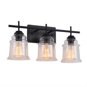 3-Light with Clear Glass Satin Shade Unique Hand-make Lampshade Industrial Indoor Light Fixture for Bathroom Living Room Bedroom E26 Socket [No B