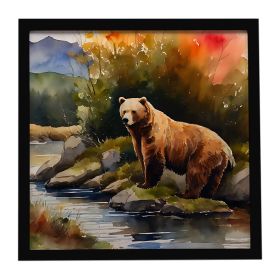 Kodiak Bear Framed Metal Print Bathroom, Kitchen, Office, Home Decor Wall Art Ready to Hang, Square, 8X8
