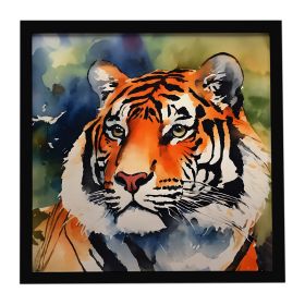 Tiger Framed Metal Print Bathroom, Kitchen, Office, Home Decor Wall Art Ready to Hang, Square, 8X8