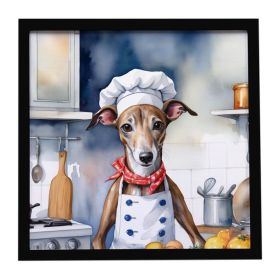Greyhound The Chef Framed Metal Print Bathroom, Kitchen, Office, Home Decor Wall Art Ready to Hang, Square, 8X8