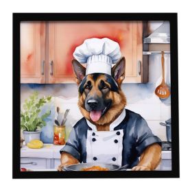 German Shepherd The Chef Framed Metal Print Bathroom, Kitchen, Office, Home Decor Wall Art Ready to Hang, Square, 8X8