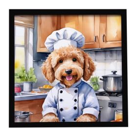 Goldendoodle The Chef Framed Metal Print Bathroom, Kitchen, Office, Home Decor Wall Art Ready to Hang, Square, 8X8