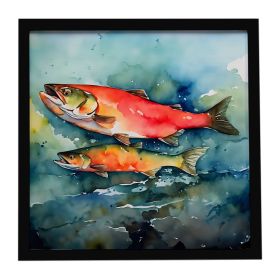Salmon Framed Metal Print Bathroom, Kitchen, Office, Home Decor Wall Art Ready to Hang, Square, 8X8