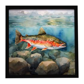 Brook Trout Framed Metal Print Bathroom, Kitchen, Office, Home Decor Wall Art Ready to Hang, Square, 8X8