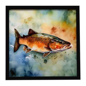 Brown Trout Framed Metal Print Bathroom, Kitchen, Office, Home Decor Wall Art Ready to Hang, Square, 8X8