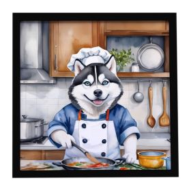 Siberian Husky The Chef Framed Metal Print Bathroom, Kitchen, Office, Home Decor Wall Art Ready to Hang, Square, 8X8