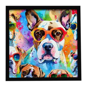 Boxer Hippie Dawg Framed Metal Print Bathroom, Kitchen, Office, Home Decor Wall Art Ready to Hang, Square, 8X8