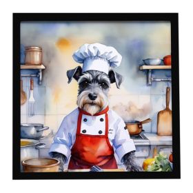 Schnauzer The Chef Framed Metal Print Bathroom, Kitchen, Office, Home Decor Wall Art Ready to Hang, Square, 8X8
