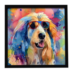 Afghan Hound Hippie Dawg Framed Metal Print Bathroom, Kitchen, Office, Home Decor Wall Art Ready to Hang, Square, 8X8
