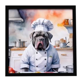 Neapolitan Mastiff The Chef Framed Metal Print Bathroom, Kitchen, Office, Home Decor Wall Art Ready to Hang, Square, 8X8