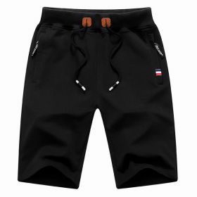 Men's Shorts Casual Classic Fit Drawstring Summer Beach Shorts With Elastic Waist And Pockets (Option: Black-XL)