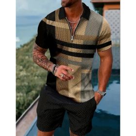 Polo Shirt Sports Short Sleeve Shorts Suit For Men (Option: Black oak-3XL)
