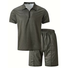 Polo Shirt Sports Short Sleeve Shorts Suit For Men (Option: Dark Gray-L)