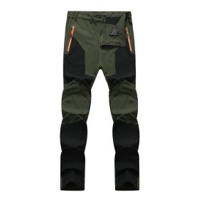 Outdoor Stretch Charging Men's Windproof Waterproof And Hard-wearing Breathable Quick-drying Pants (Option: Green Black-L)