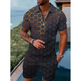 Polo Shirt Sports Short Sleeve Shorts Suit For Men (Option: Platinum-3XL)