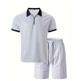 Polo Shirt Sports Short Sleeve Shorts Suit For Men (Option: White-L)