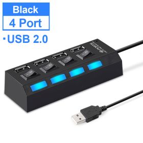 USB HUB 2.0 HUB Multi USB Splitter 4 7 Ports Expander Multiple USB 2 Hab No Power Adapter USB Hub With Independent Switch For PC (Color: Black 4 Port 2.0)
