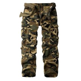 Three-dimensional Pocket Overalls Men's Multi-pocket (Option: Eight Khaki Pocket Camouflage-34)